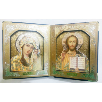 Кожаная книжка, не вынимающийся лик 3д 10х12 Софрино узор КН-22-3д-1