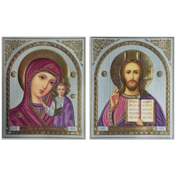 Пара ликов 15х18 см Казанская Божья Матерь и Спаситель Вседержитель 1518-СКРЦО