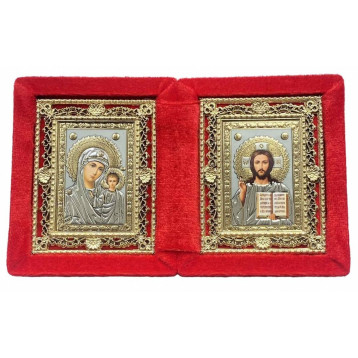 Бархатный складень глухой, лик 6х9, Б-41-3