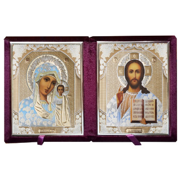Бархатный складень с молдингом, лик 10х12 Софрино белая одежда Б-1012-ВМ-1-Б