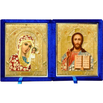Бархатный складень с молдингом, лик 10х12 Софрино цветная одежда Б-1012-ВМ-2-С