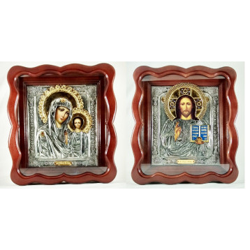 Венчальная пара Икона Спасителя и Казанской Божьей Матери 3742-РВП-1