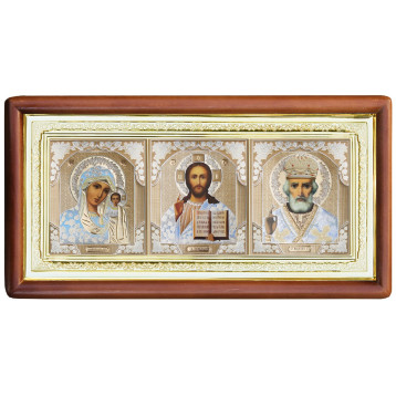 Икона Тройник, лик Софрино белая одежда 15-П-1