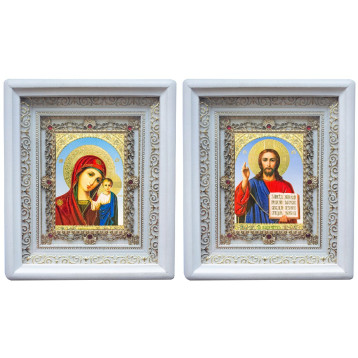 Венчальная пара Икона Спасителя и Казанской Божьей Матери 38-БВП-6