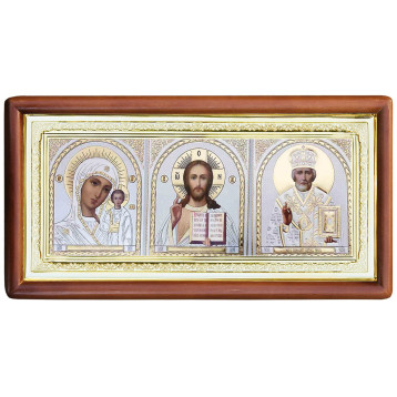 Икона Тройник, лик серебро 15-П-7